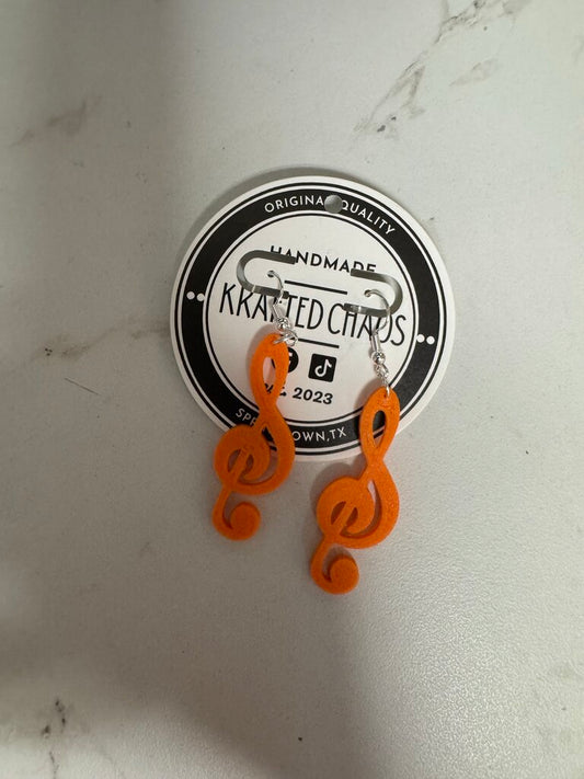 Orange music note Earrings