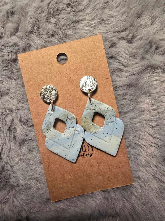 Blue/Silver Marble Dangles