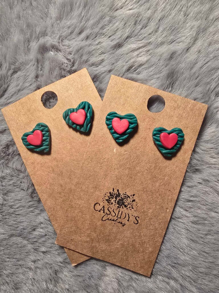 Double Heart Studs