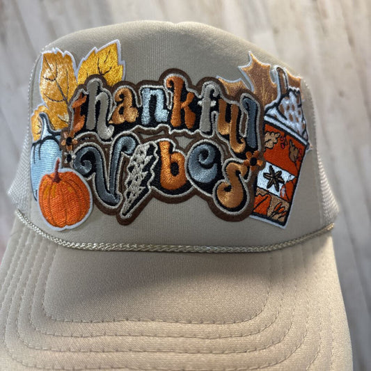 Tan OTTO thankful vibes- fall leaves, pumpkins, latte patches