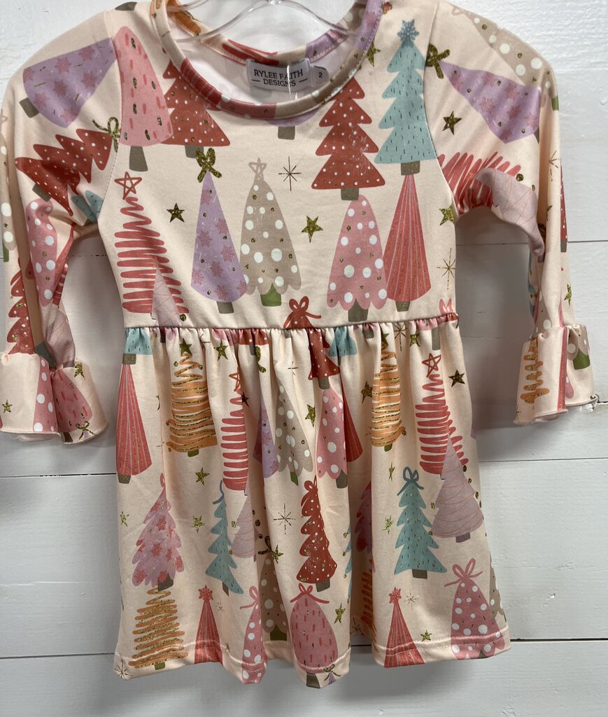 CHRISTMAS TREE PRINT DRESS-8/9