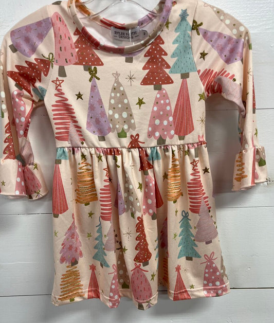 CHRISTMAS TREE PRINT DRESS-8/9