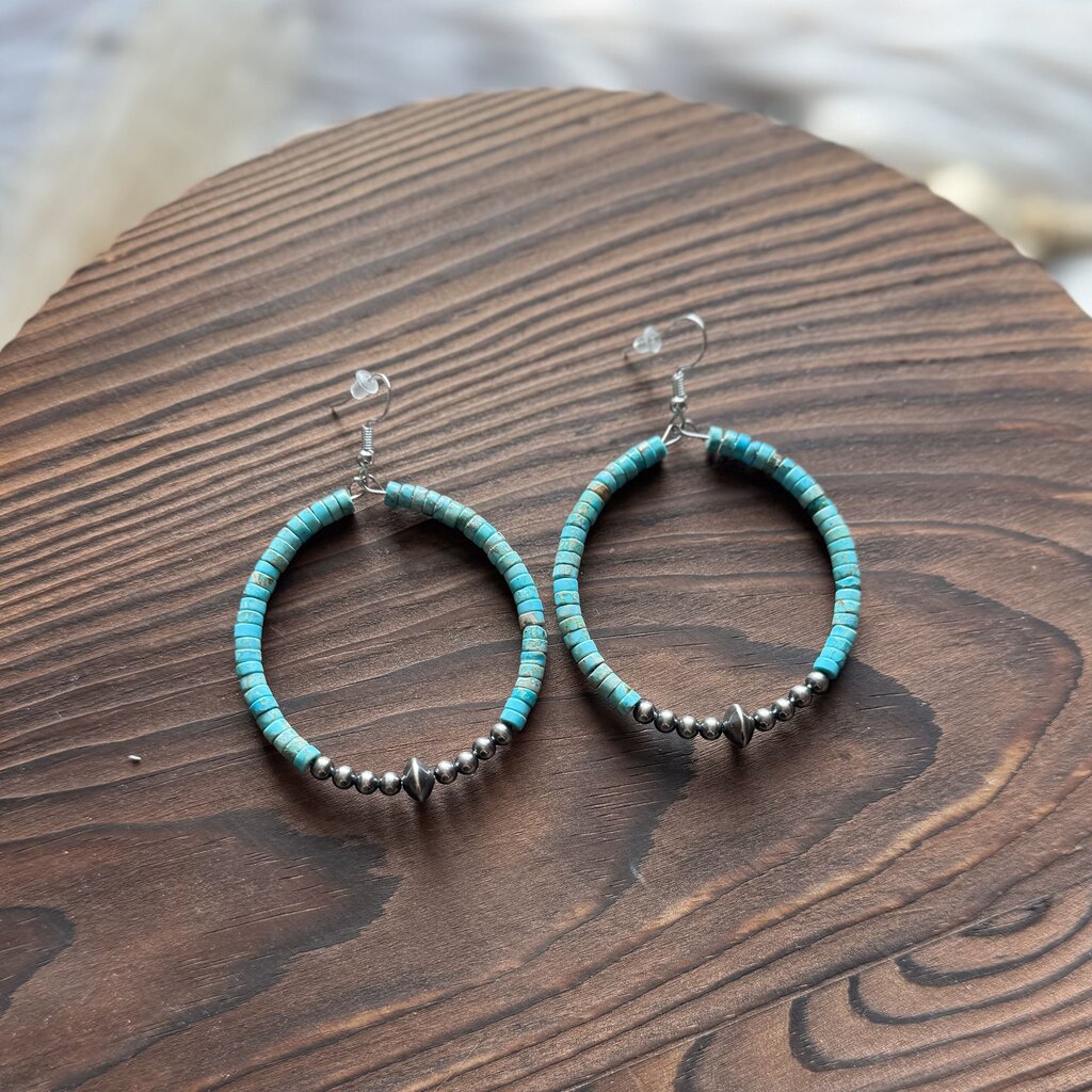 Heishi & Sterling Silver Pearl Hoop Earrings