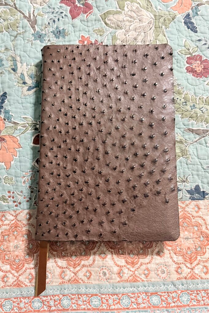 Ostrich leather Bible Rebind with goatskin lining Thomas Nelson Thinline KJV