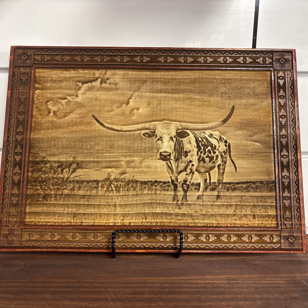 Longhorn wood engraving