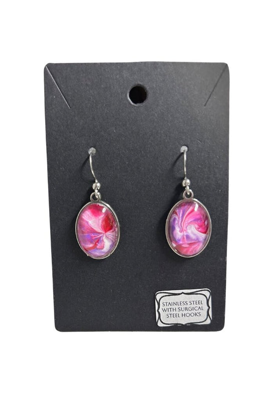 Acrylic Art oval earrings
