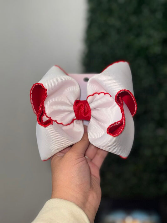 White bow red moon stitch