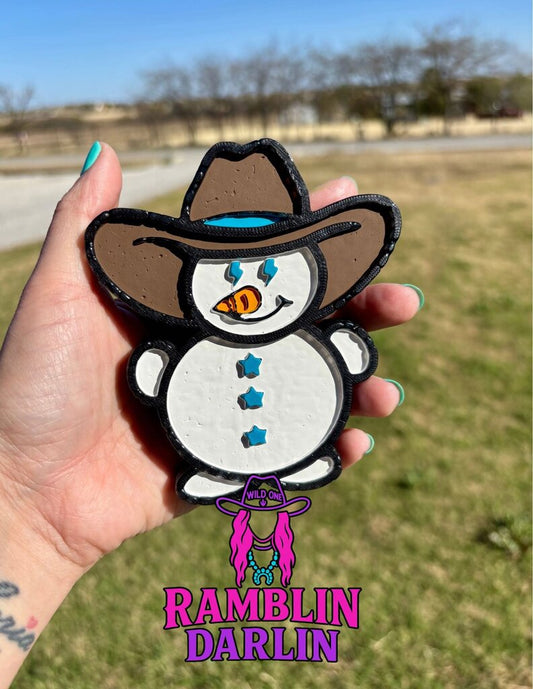 Cowboy Snowman Freshie in Black Ice Scent