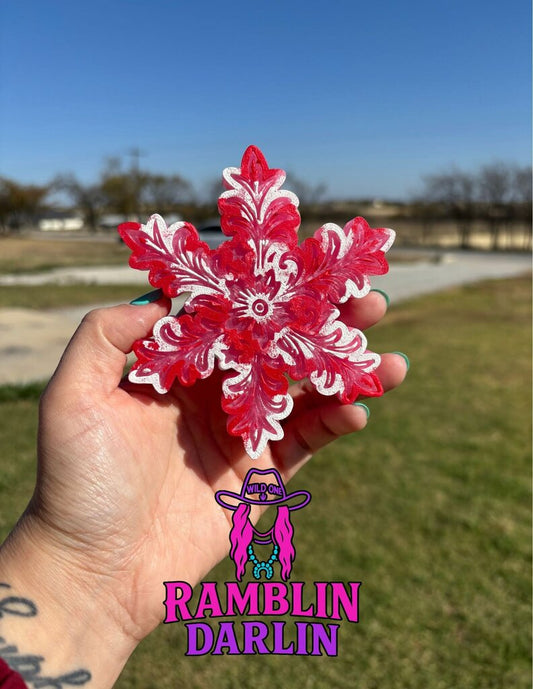 Tooled Snowflake Freshie in Leather and Lace Scent