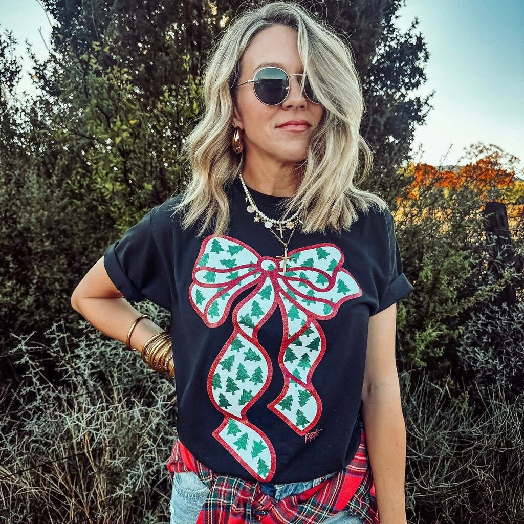 Bow-dacious Glitter Tee - Large