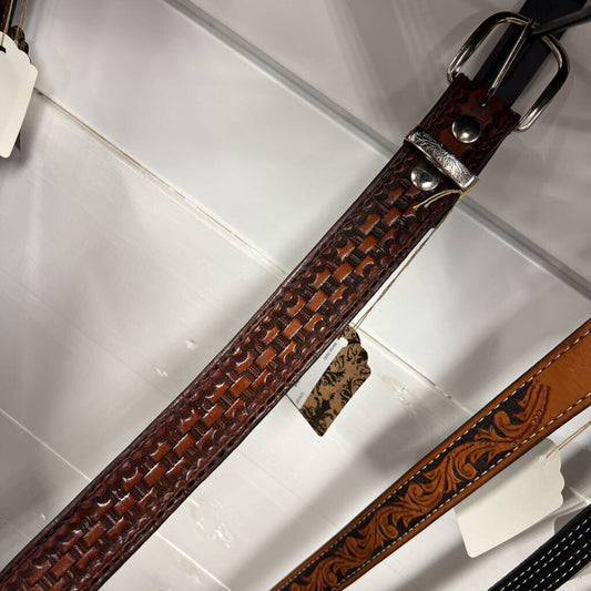 Leather belt - basket weave