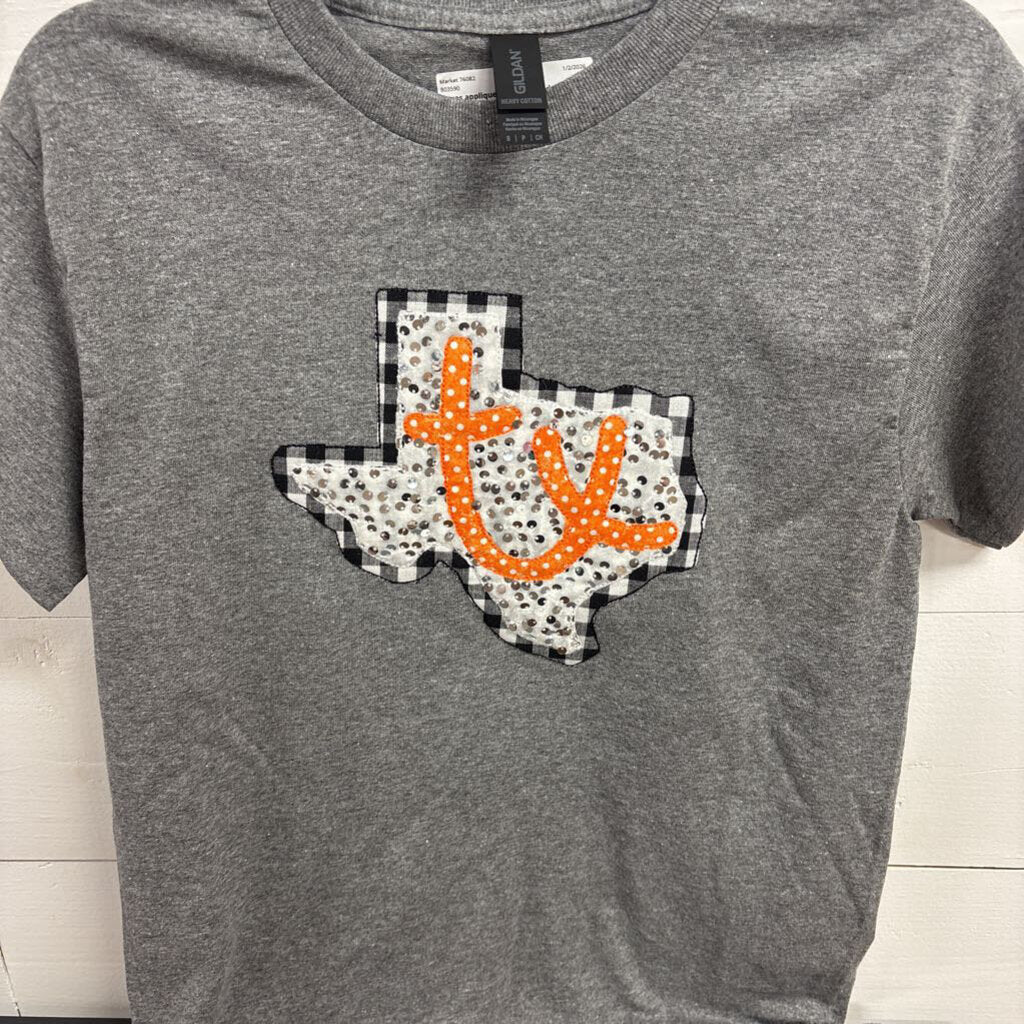 Texas applique shirt gray Gildan