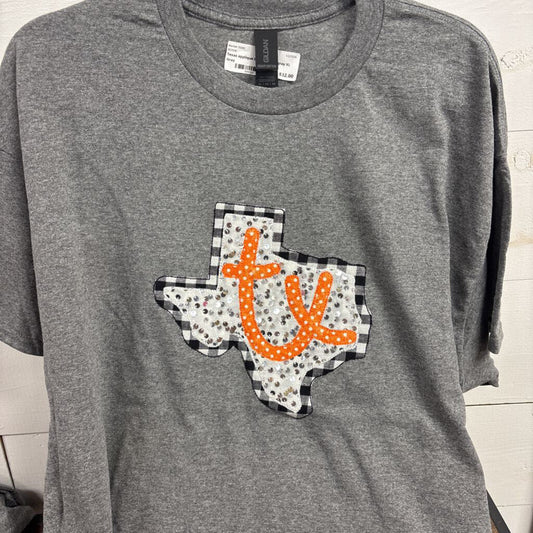 Texas applique t shirt Gildan gray