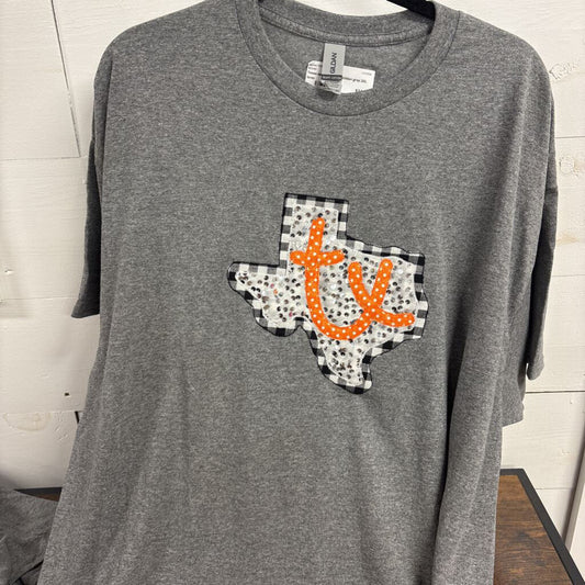 Texas applique tshirt Gildan gray