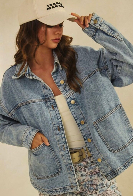 Vintage Denim Shacket w/Pockets