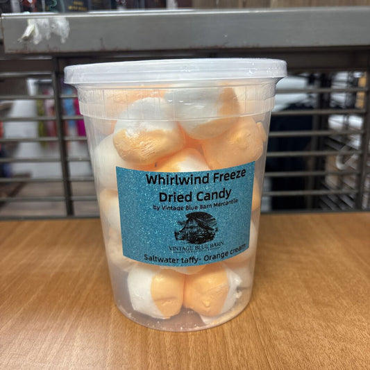 Freeze dried salt water taffy - Orange cream