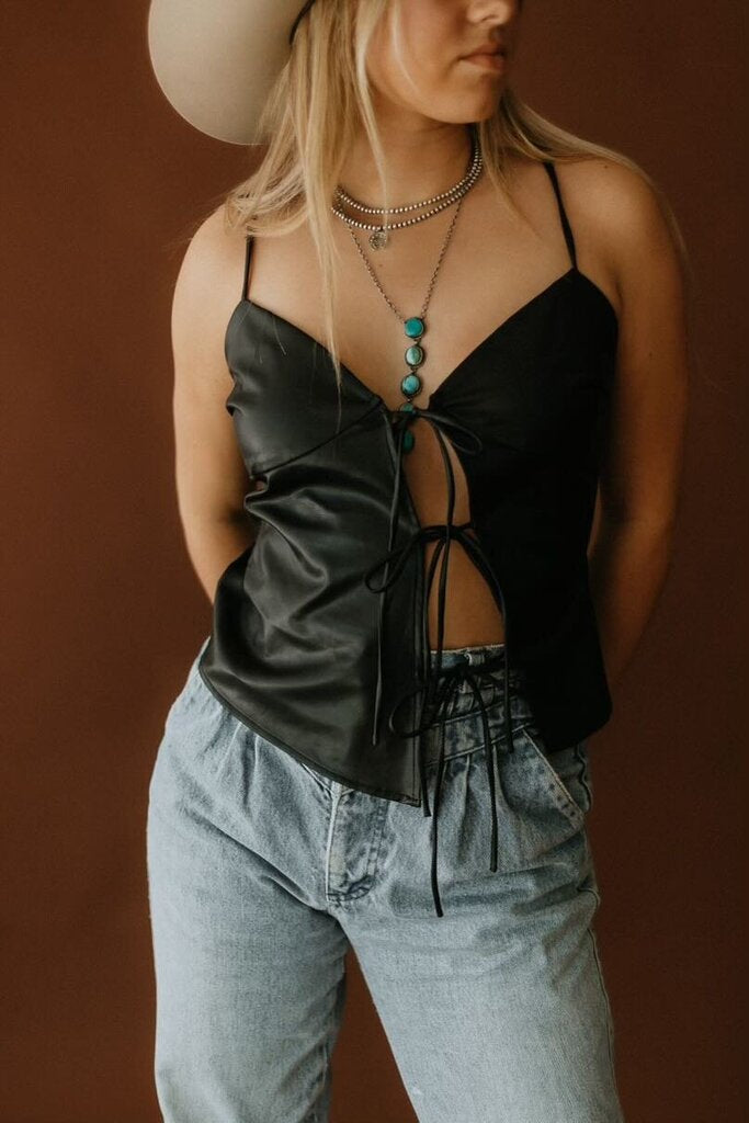 Leather Tie Tank
