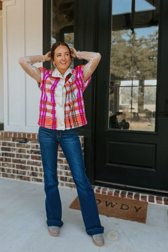 Pink Plaid Vest