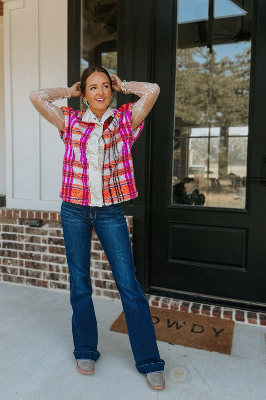 Pink Plaid Vest