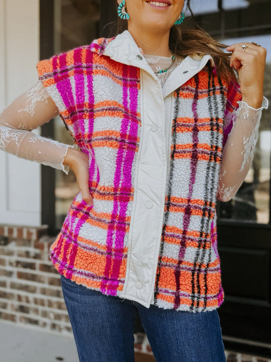 Pink Plaid Vest