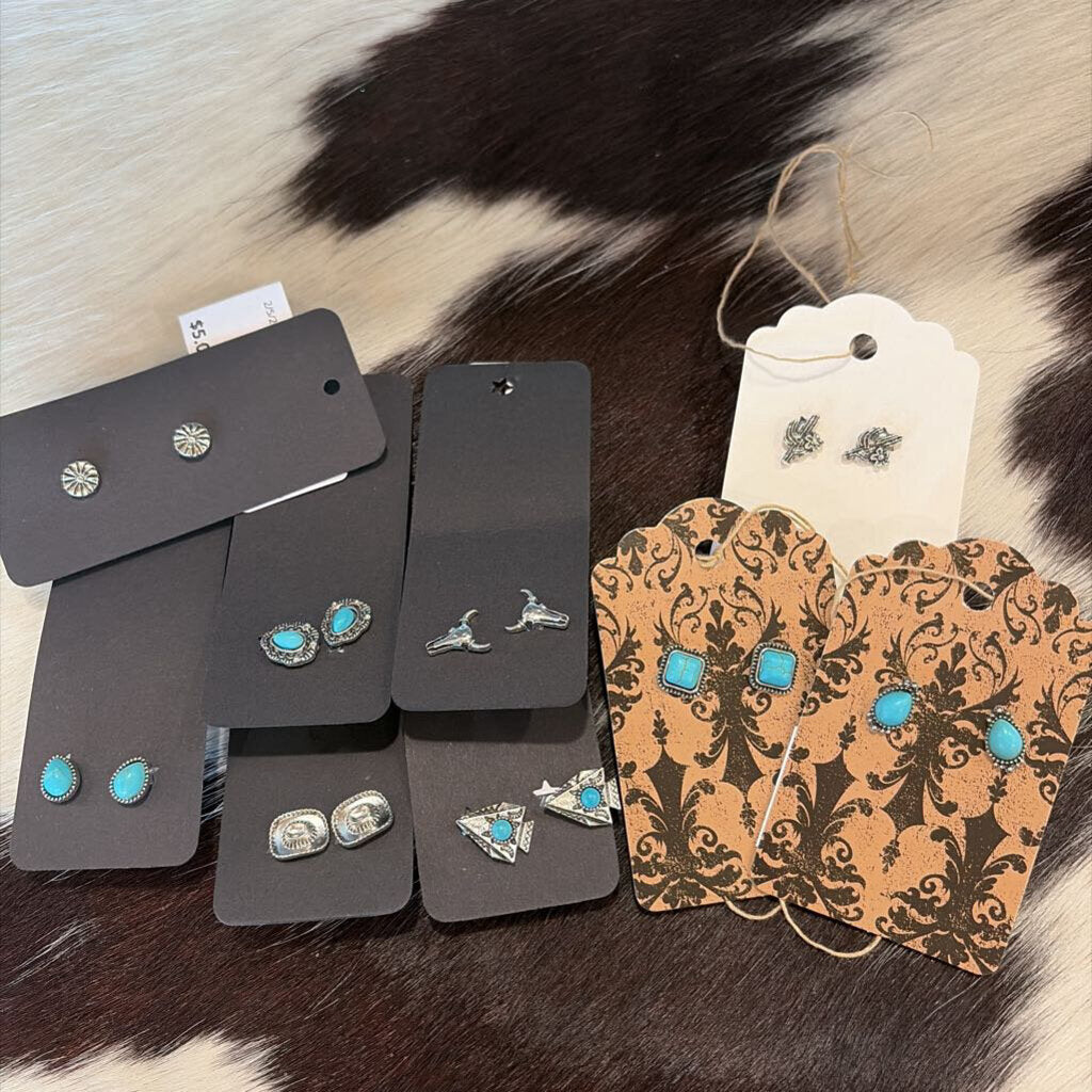 Silver Western Stud Earings