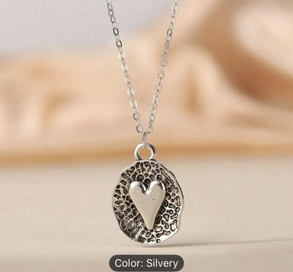 Necklace, Small Hammered Heart