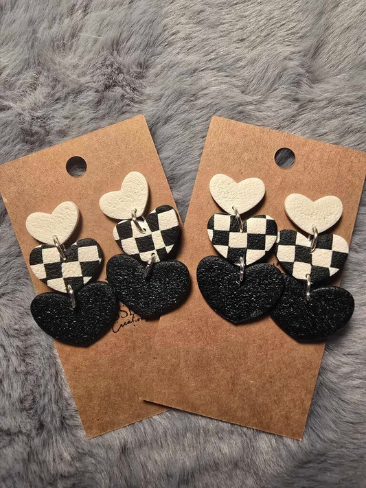 Checkered BW Hearts