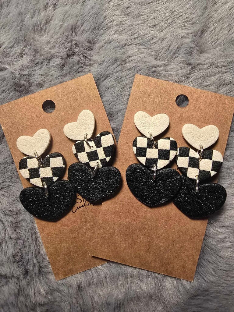 Checkered BW Hearts