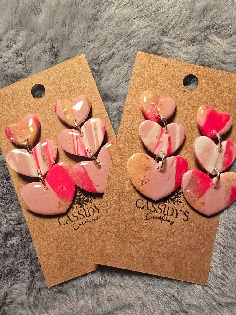 Marbled Heart Dangles