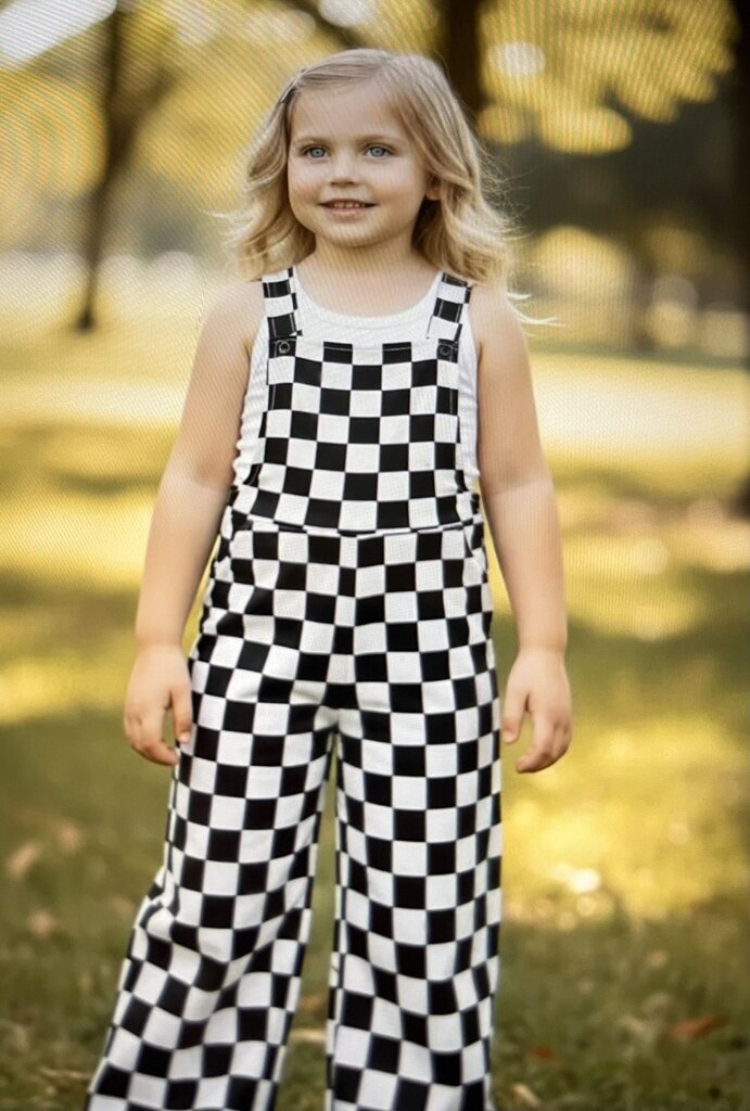 BLACK/WHITE CHECKED OVERALLS-3