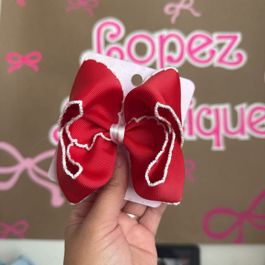 Mini moonstitch boutique red with white stitching