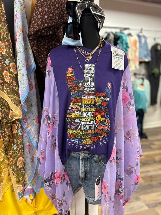 Shirt, Vintage Boho Guitar Bands