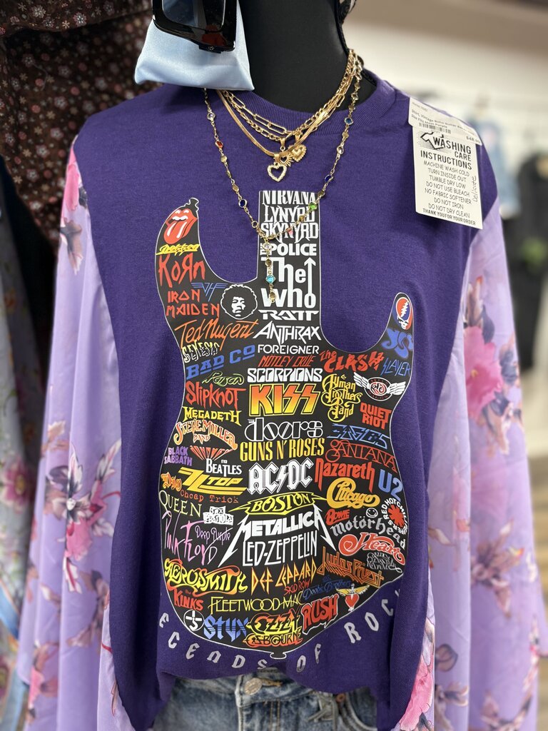 Shirt, Vintage Boho Guitar Bands