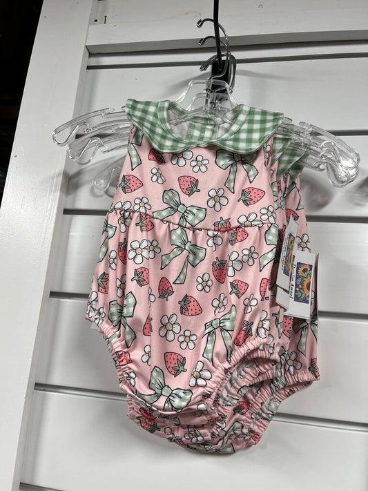 STRAWBERRY PICNIC ROMPER-6/12 MO
