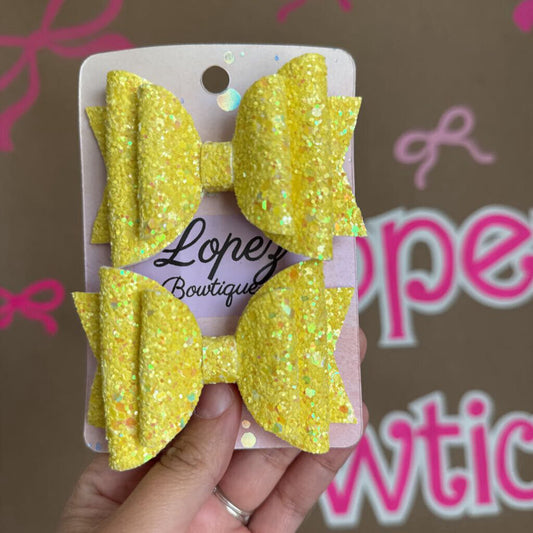 Sunshine Yellow Glitter Piggies