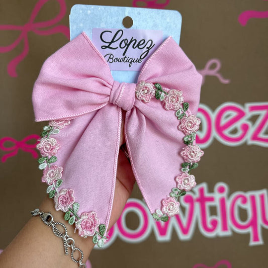 Light Pink with embroidered flowers