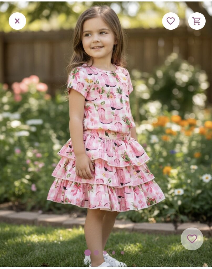 PINK WESTERN BOOT SKORT SET-7/8