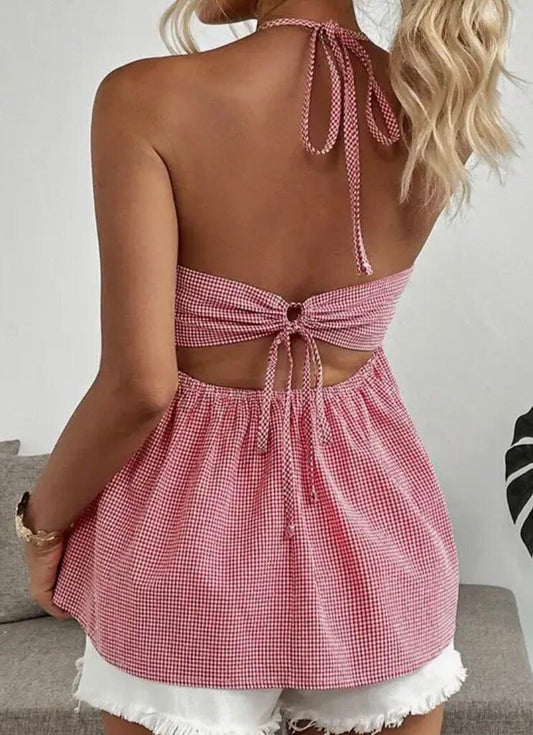 Plaid Halter Top
