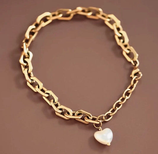 Pearl Heart Chain Bracelet