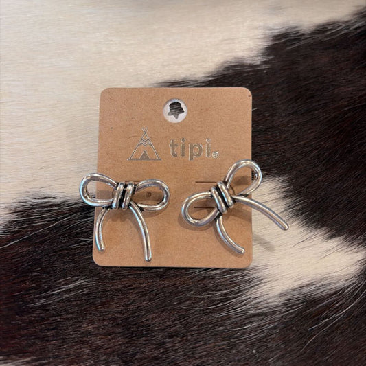 Wire Bow Stud Earrings