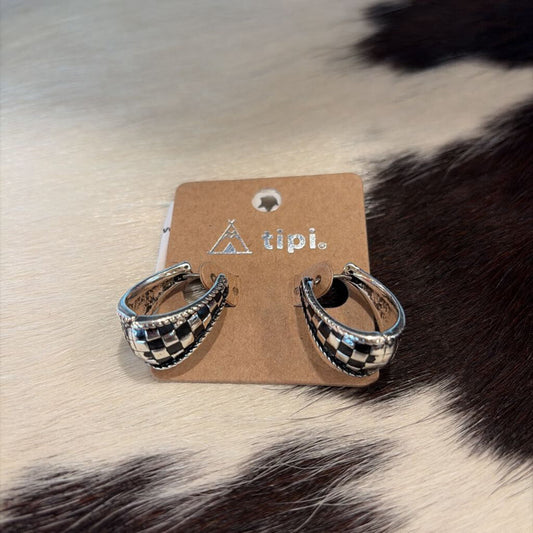 Checkered Hoop Earrings
