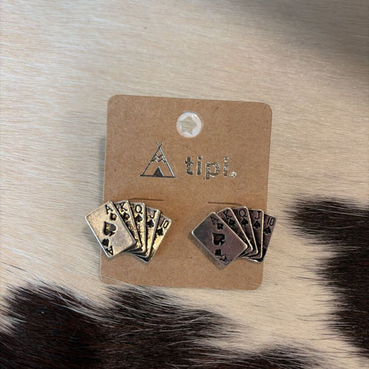 Western Card Earrings Stud