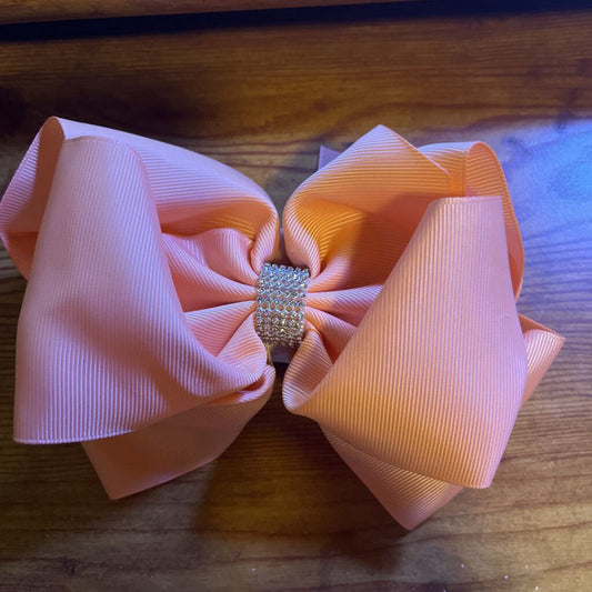 BOW-CORAL RHINESTONE