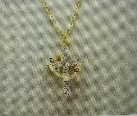 CROSS AND CROWN NECKLACE-GOLD