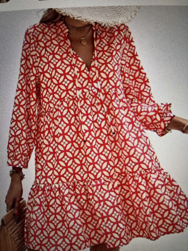 RED FLORAL TIE DRESS-SMALL
