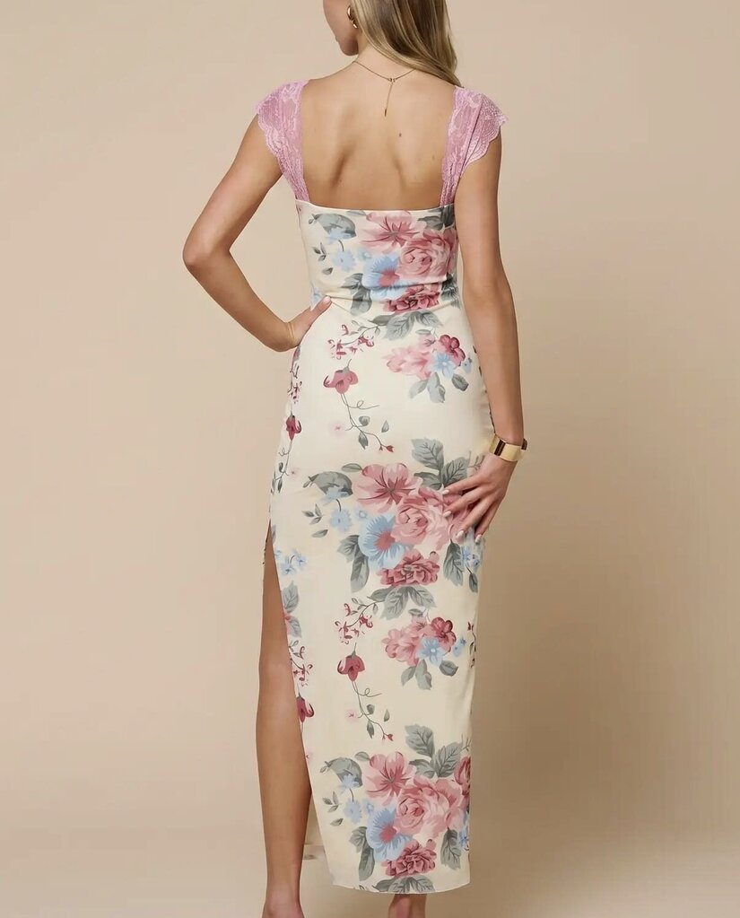 Mesh Floral Lace Maxi Dress