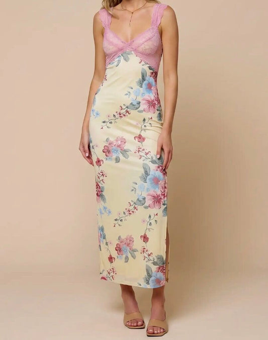 Mesh Floral Lace Maxi Dress