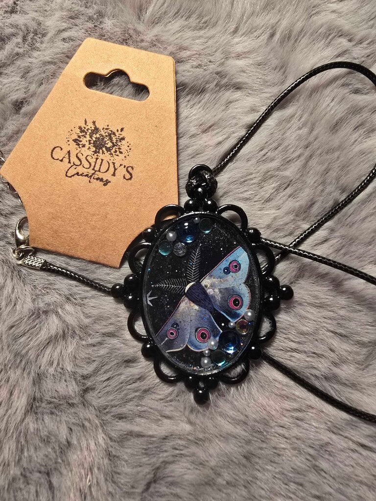 Blue Moth Necklace