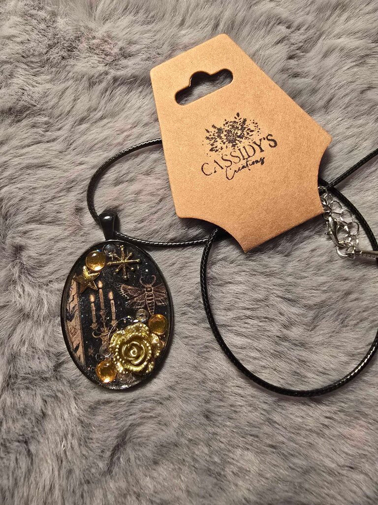 Candelabra & Moth Necklace