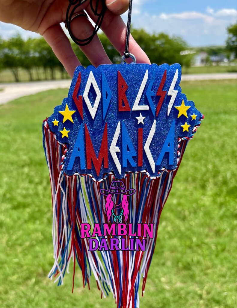 God Bless America Freshie with fringe in Bum Bum Scent